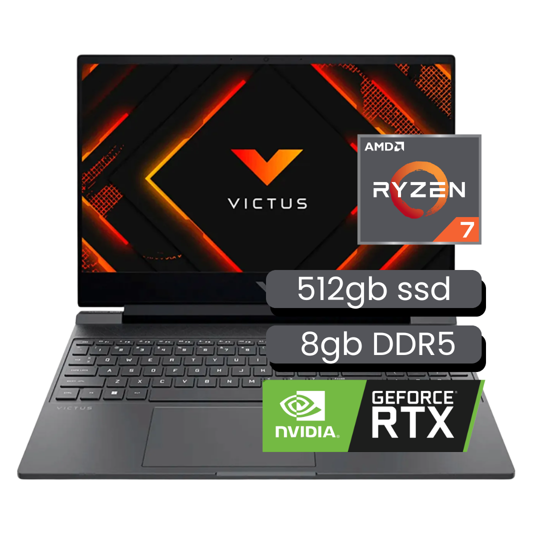 PORTATIL HP 15-FB3019LA VICTUS GAMING | AMD RYZEN 7 7445HS | SSD-512GB | 8GB DDR5 | IPS LED 15.6" 144HZ | RTX 3050 6GB