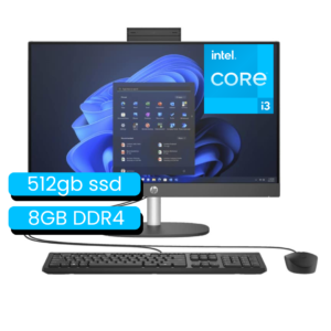TODO EN UNO HP 24-CR0332LA INTEL CORE I3 N300 | 8GB DDR4 | 512 GB SSD | 23.8 FHD | TRUE VISION NEGRO