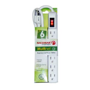 SUPRESOR DE PICOS BLANCO DE 6 SALIDAS REF.MULTINET 6TB