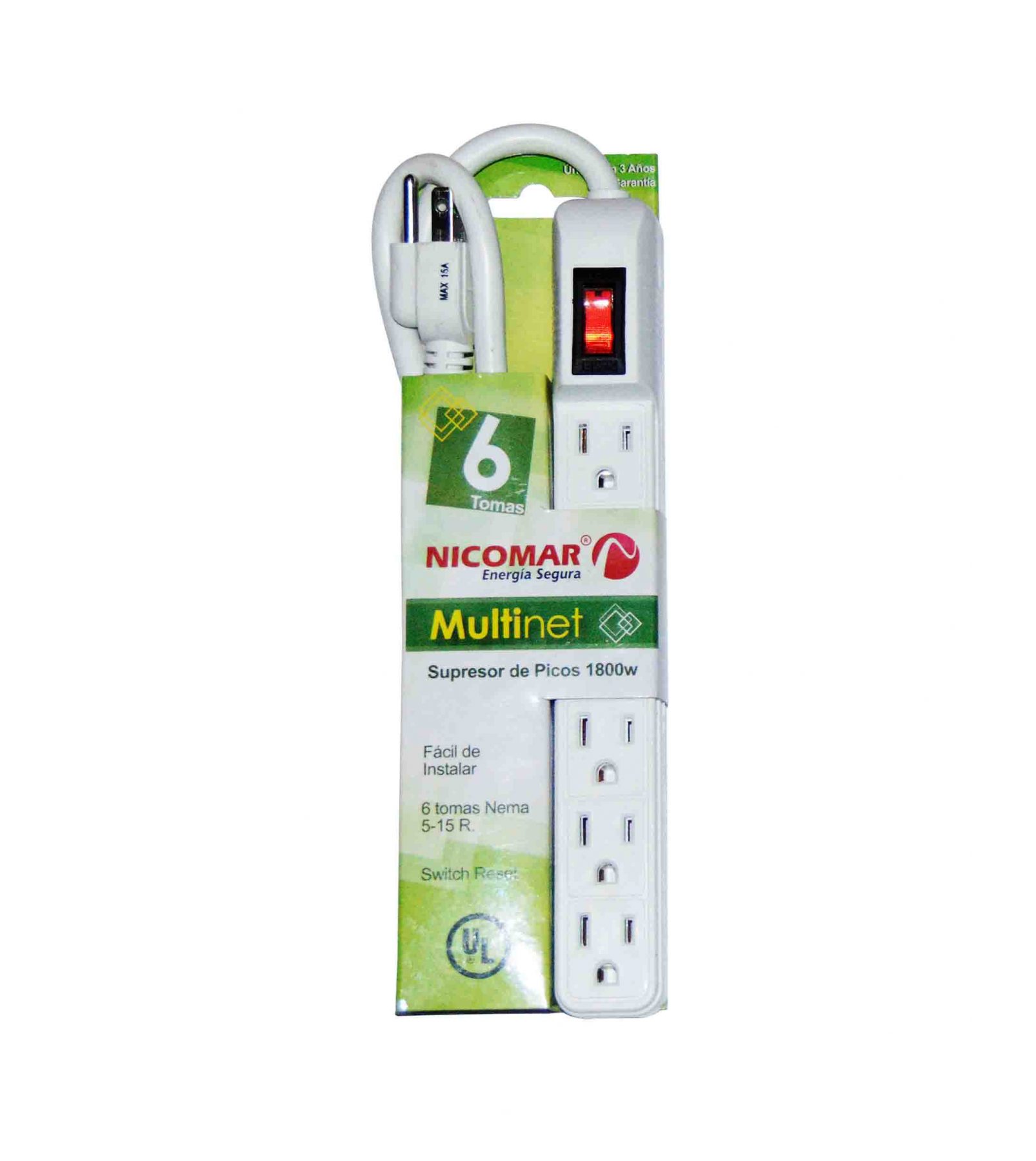 SUPRESOR DE PICOS BLANCO DE 6 SALIDAS REF.MULTINET 6TB