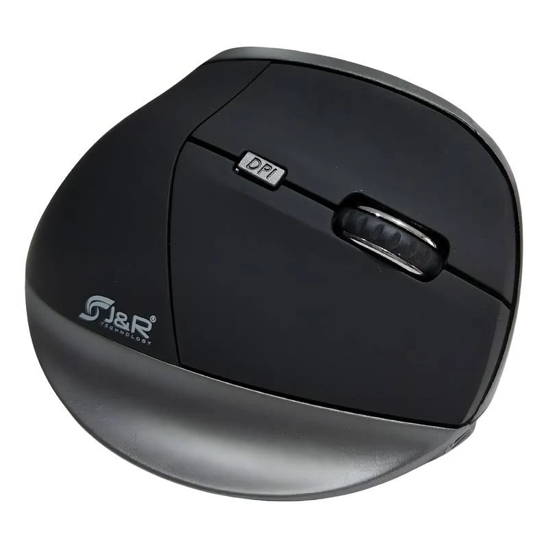 MOUSE J&R MIJR-023 ERGONOMICO RECARGABLE GRIS Y NEGRO 60 GRADOS